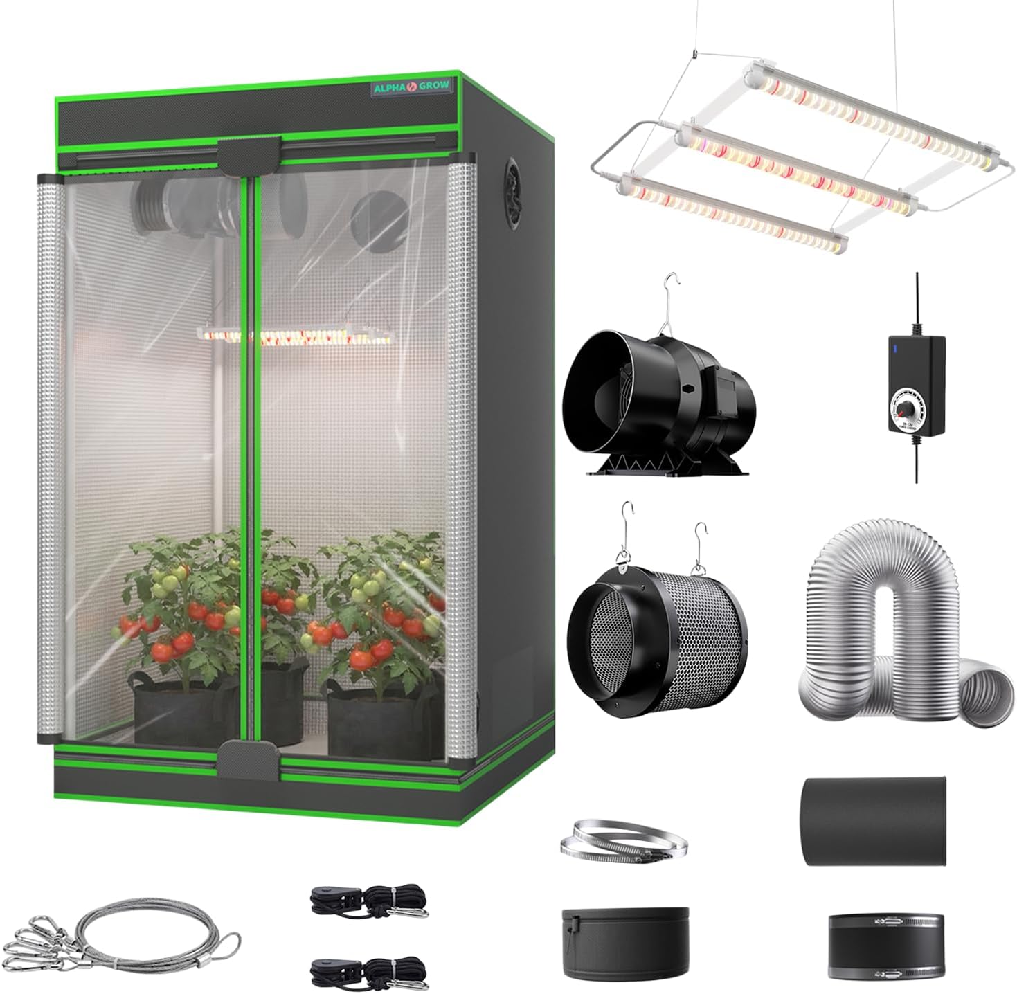 Carbon Filter Grow 6 Inch - 4x4 크기의 완전한 재배 텐트 세트,