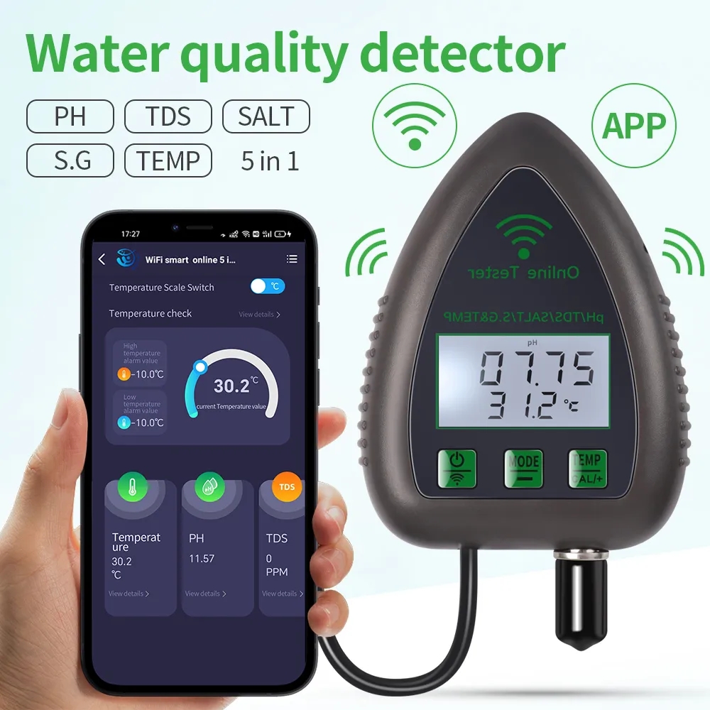 Ph Ec Meter Hydroponic - 투야(Tuya) Wi-Fi 5-in-1 수질 측정기, 온라인