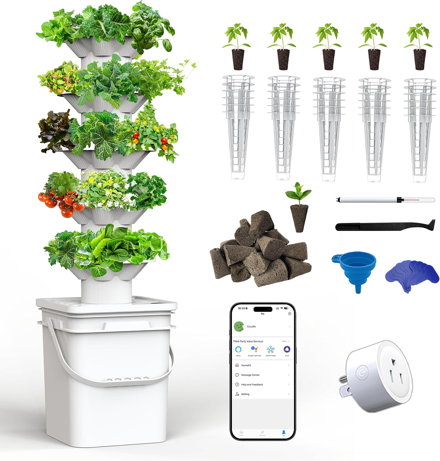 Hydroponic Tower Garden - 수경재배 시스템 키트 5층 수경 타워