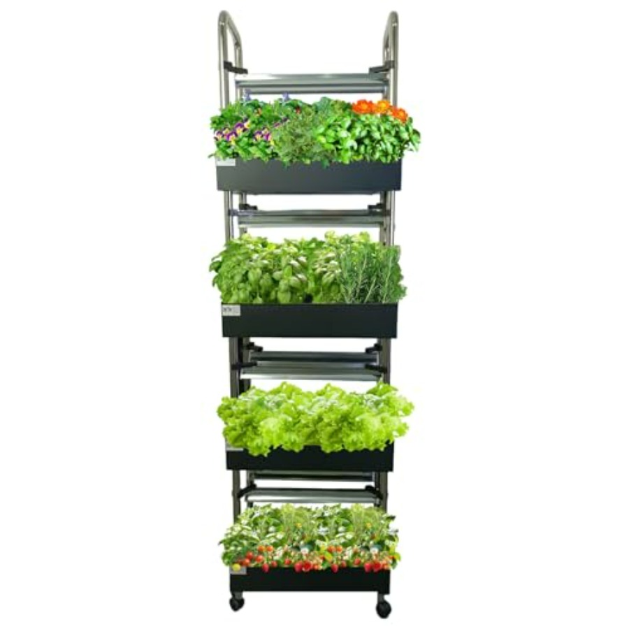 Hydroponic Tower Garden - 실내 수경재배 시스템: 스마트 풀스펙트럼 조명,