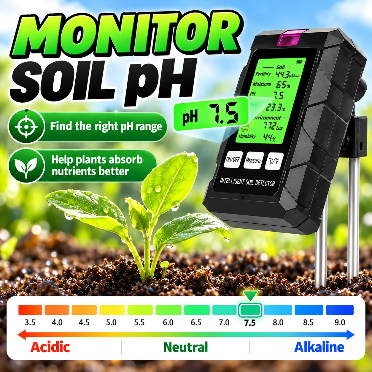 6가지 기능을 갖춘 디지털 토양 측정기: 토양 비옥도, - Ph Ec Meter Hydroponic 리뷰 및 가격