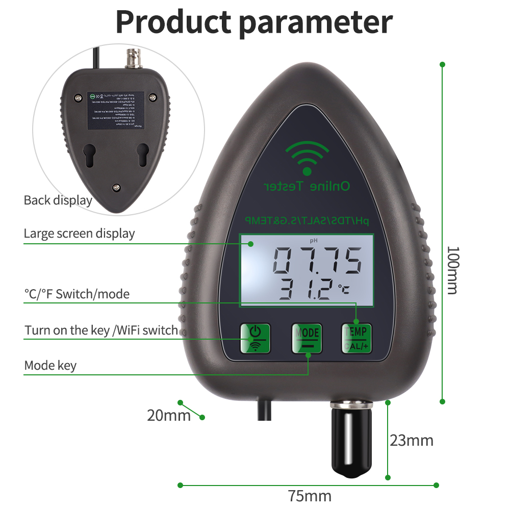 투야(Tuya) Wi-Fi 5-in-1 수질 측정기,  - Ph Ec Meter Hydroponic 리뷰 및 가격