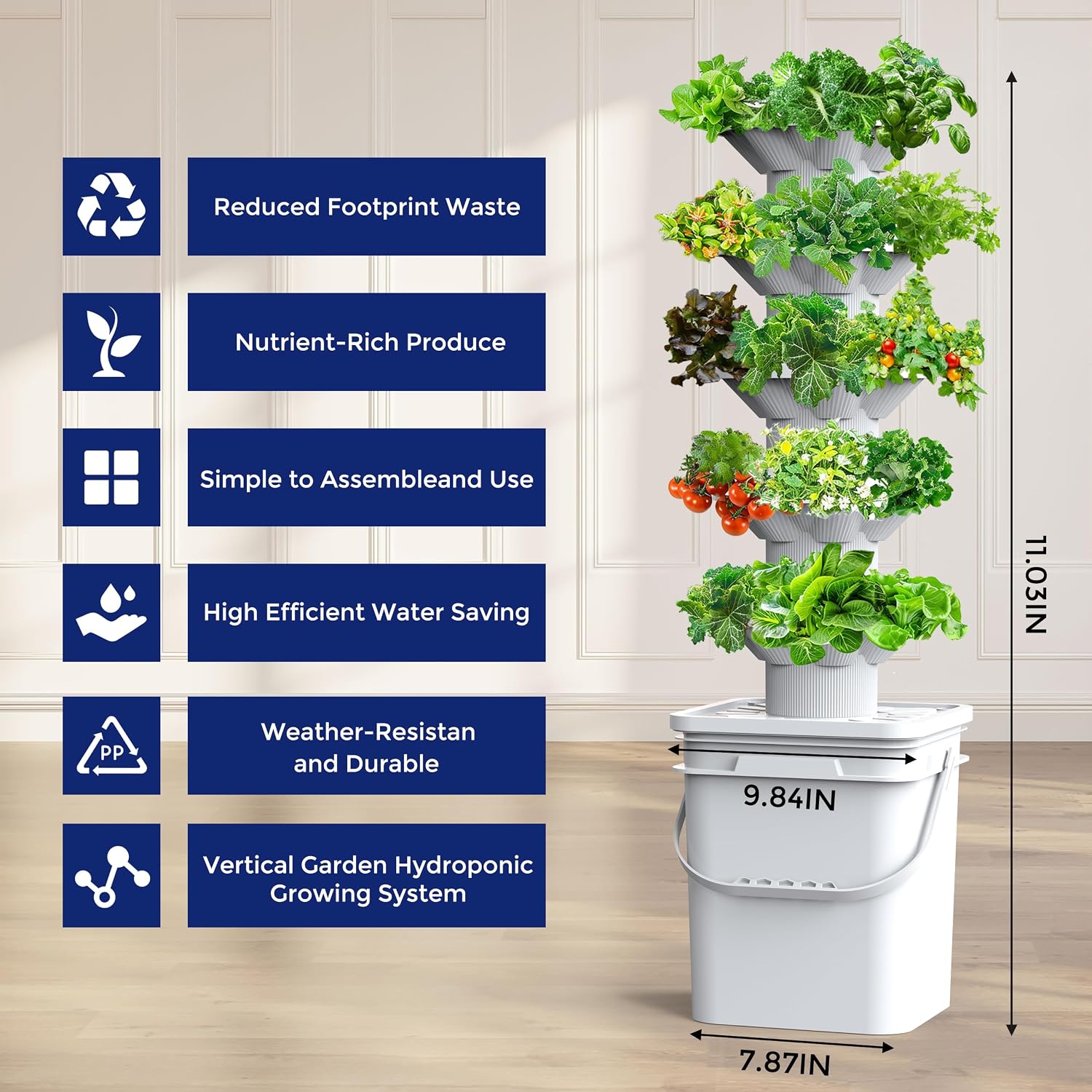 수경재배 시스템 키트 5층 수경 타워 30개 재배구 공 - Hydroponic Tower Garden 리뷰 및 가격