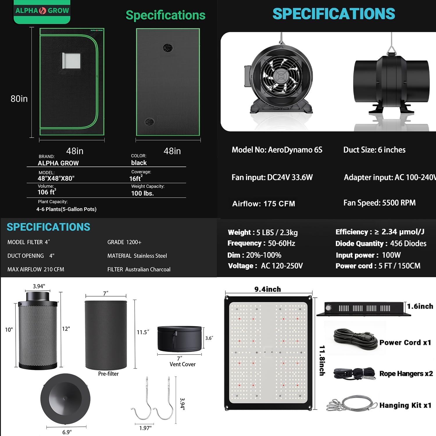 100W 풀 스펙트럼 LED 재배용 조명이 포함된 4x - Grow Tent 4X4 Mylar 리뷰 및 가격