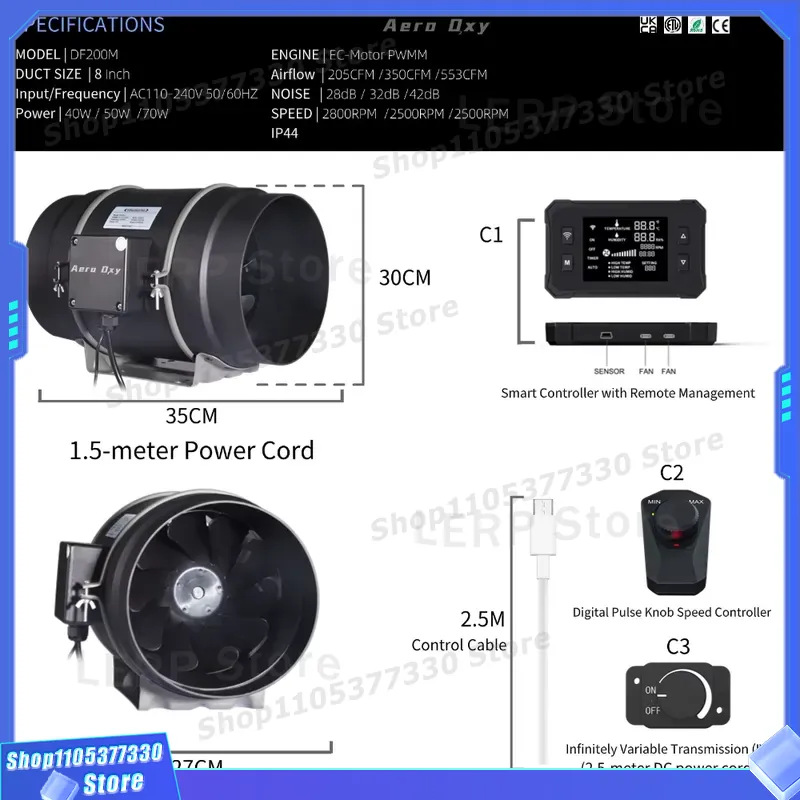 200mm 8인치 인라인 덕트 팬(EC 모터, 볼 베어 - Inline Duct Fan 8 Inch 리뷰 및 가격