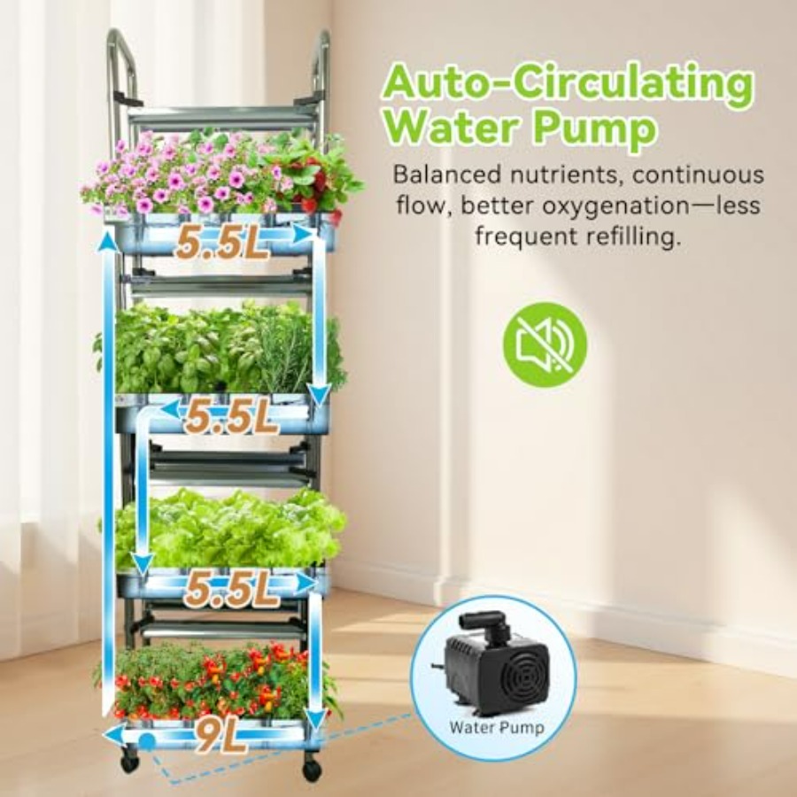 실내 수경재배 시스템: 스마트 풀스펙트럼 조명, 자동  - Hydroponic Tower Garden 리뷰 및 가격
