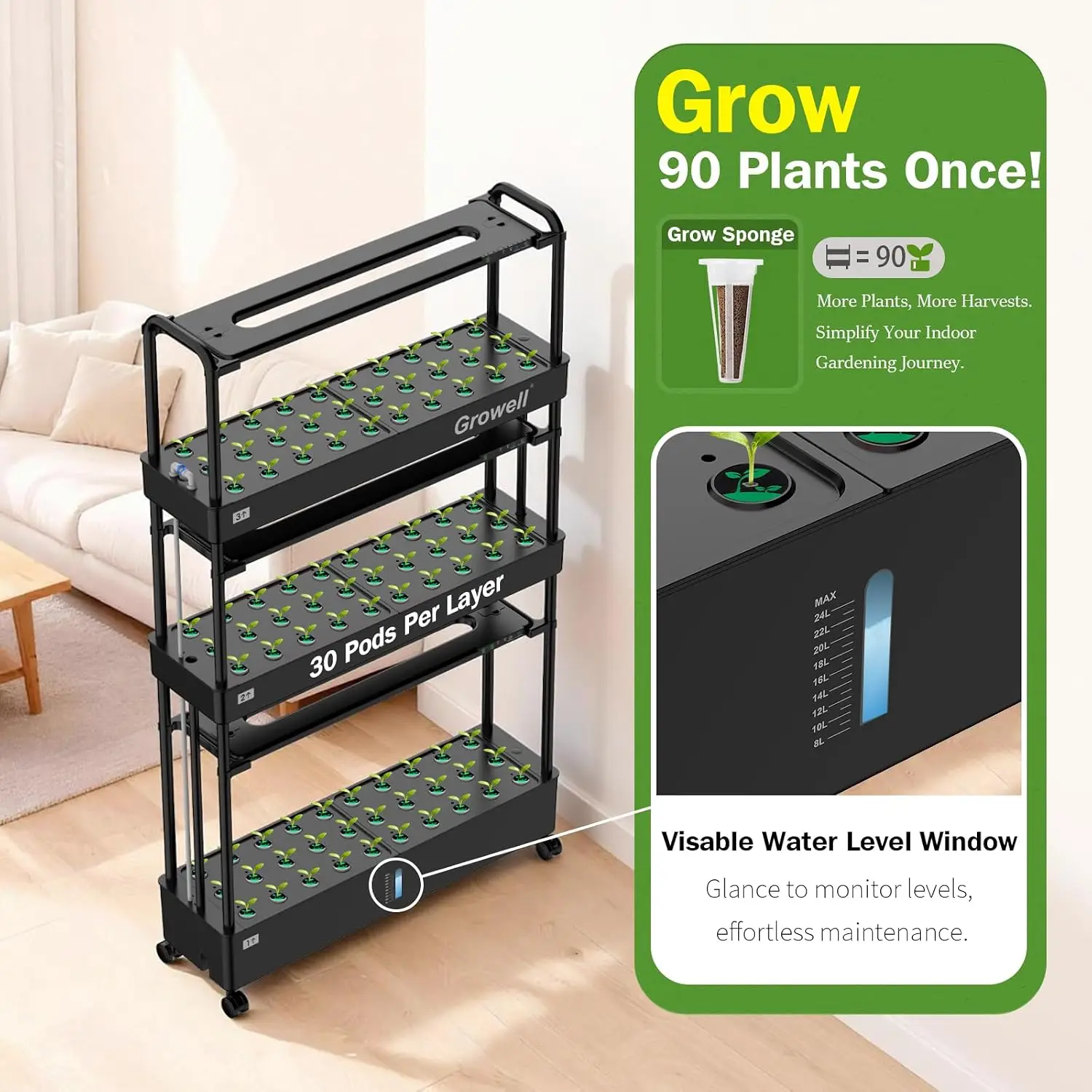 대형 수경재배 시스템 키트, 90개의 화분이 있는 수직 - Hydroponic Tower Garden 리뷰 및 가격