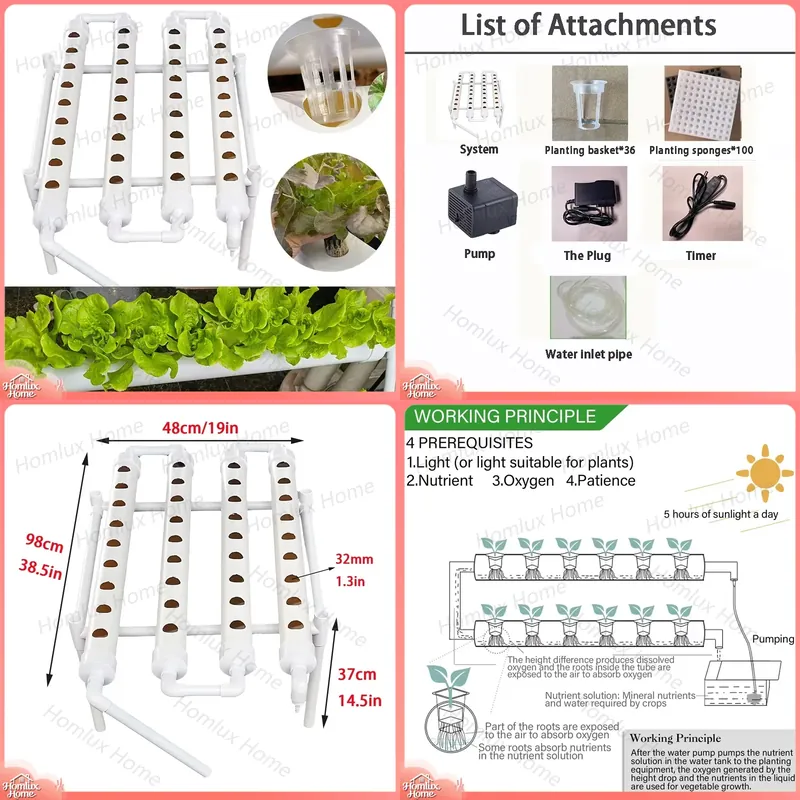 36개 사이트 수경재배 시스템 키트 U PVC 파이프  - Hydroponic Growing System 36 Site 리뷰 및 가격