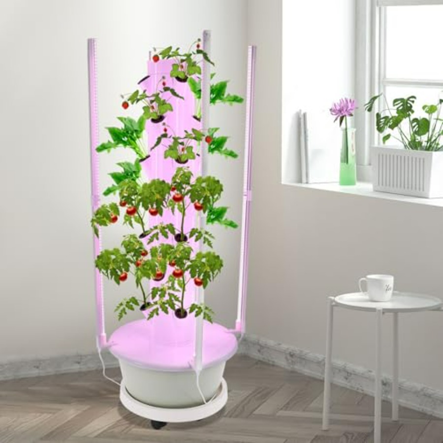 실내/실외 정원 농장 및 학교용 수경재배 타워: LED - Hydroponic Tower Garden 리뷰 및 가격